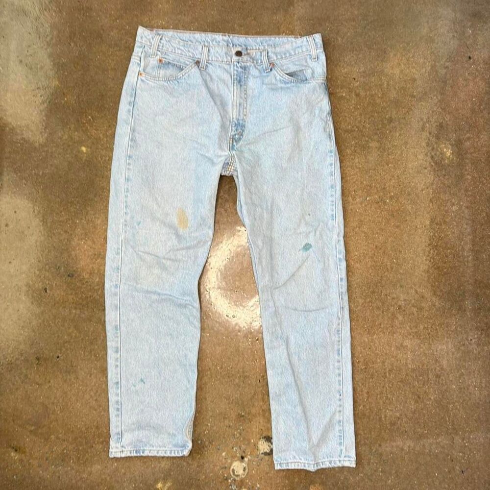 Vintage Levi's 505 Orange Tab Jeans Mens 38x30 Light‎ Wash Distressed Denim 90s
